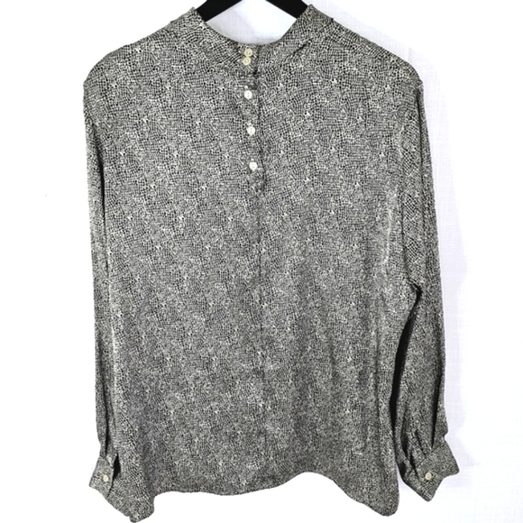 Liz Baker Silky Animal Print Mock Neck Women's Blouse - Picture 8 of 9